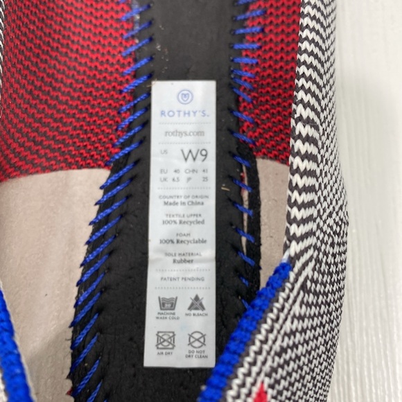 Rothy’s shale cherry red ribbon stripe ballet flats size 9 - Picture 10 of 14